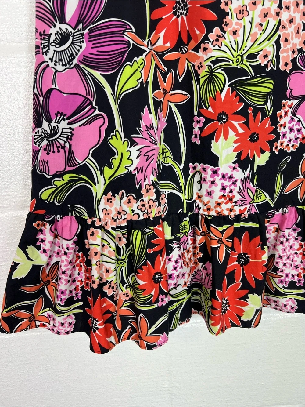 Lilly Pulitzer Black Flower Market skirt size 2 ALine with‎ ruffled hem